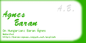 agnes baran business card