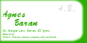 agnes baran business card